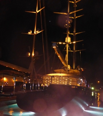 Superyachts lit up for the celebrations