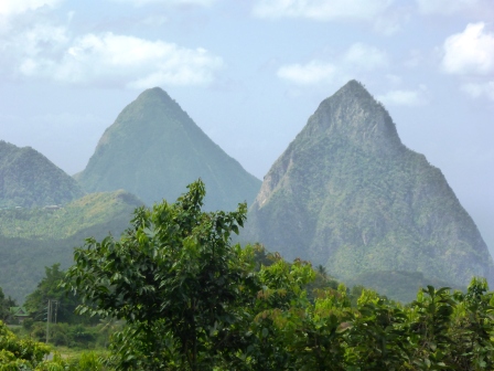 First view of the Pitons