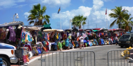 Colourful street market in Marigot