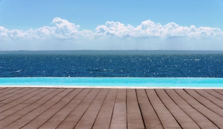 View across to Los Haitises from the pool