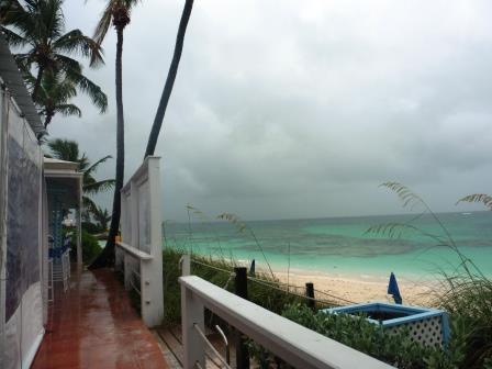 Beach in the rain at Hope Town Harbour Lodge